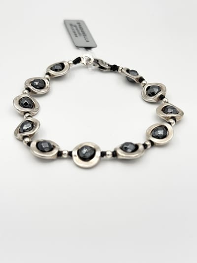 Spadarella Gioielli - SPBR114 - Armband - 925 Zilver - 10 mm - Donker hematiet - 20,5 Cm - Dames - Heren - Sieraad - Made in Italy