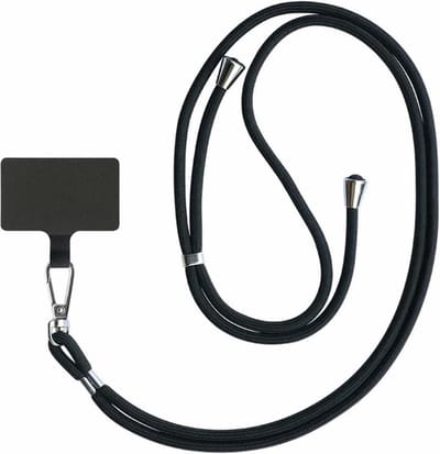 Smartphonica Telefoonkoord universeel - verstelbaar afneembaar koord voor mobiele telefoon - zwart .