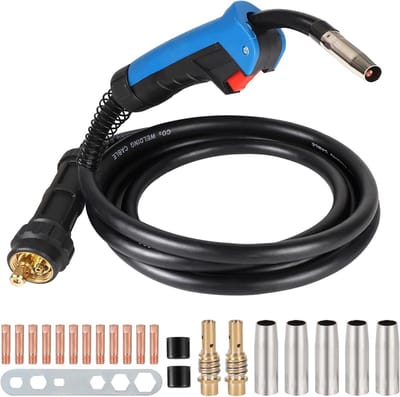 Kit lasfakkel MIG/MAG MB15 AK 4m met euroverbinding - Lichtgewicht en flexibele kop voor CO²-laswerk - Inclusief 21 reserveonderdelen voor optimale prestaties