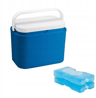 POTZ Cooler Box, Blue, Portable, with Removable Lid and Handle, Lightweight and Durable, Includes 2 Ice Packs, Ideal for Picnic, Camping, Beach – 10L