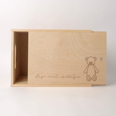 Memory box baby - Houten opbergkist - Eerste spulletjes - Herinneringsbox - Kraamcadeau - Grote stevige houten opbergkist - Herinneringsdoos