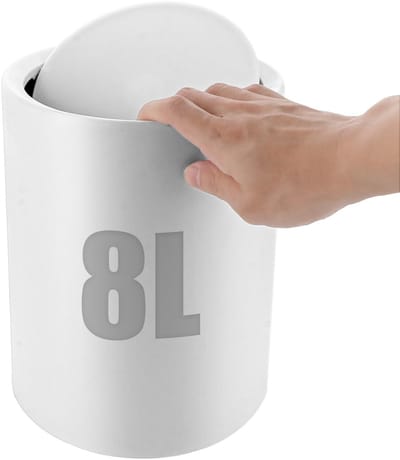 Dailygoods- Cosmetica-afvalemmer 8 liter - BPA-vrij kunststof - Swingdeksel - Afvalemmer badkamer - Compact formaat (26 x 22 x 16,5 cm) - Robuust ontwerp