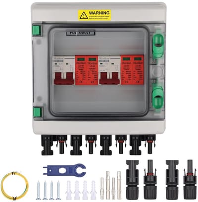 DC Combiner Box met Overspanningsbeveiliging en Zekering voor 2 Strings Zonnepanelen