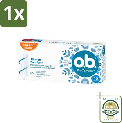 1 x o.b. Tampons - ProComfort Super - Voor Comfort en Zachte Bescherming - 16 Tampons- Tampons - Menstruatiebescherming - Comfort - Zachte Bescherming - 100% Plantaardige Kern
