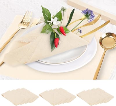 Katoenen Muslin Servetten 43 x 43 cm - Wasbare Tafeldecoratie voor Feesten, Bruiloften en Restaurants - Khaki Set van 12