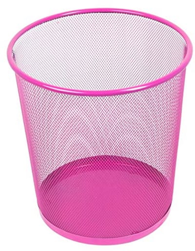 Roze Draadgaas Prullenbak 12L voor Kantoor en Thuis | Compacte Afvalemmer 266x218x280mm