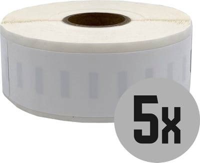 DULA Dymo Compatible labels - Wit - 1933081 - 2112285 - Duurzame magazijnetiketten - 5 rollen - 89 x 25 mm - 350 labels per rol