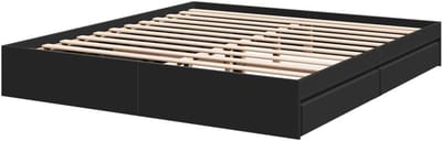 Bedframe met Lades - Tweepersoonsbed Frame - Slaapkamer Opruimen - Bewerkt Hout Materiaal - 200x200 cm - Zwart