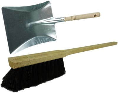 Veegset met handbezem lange steel I 60 cm I paardenhaar I stoffer en blik set veegset handveegset
