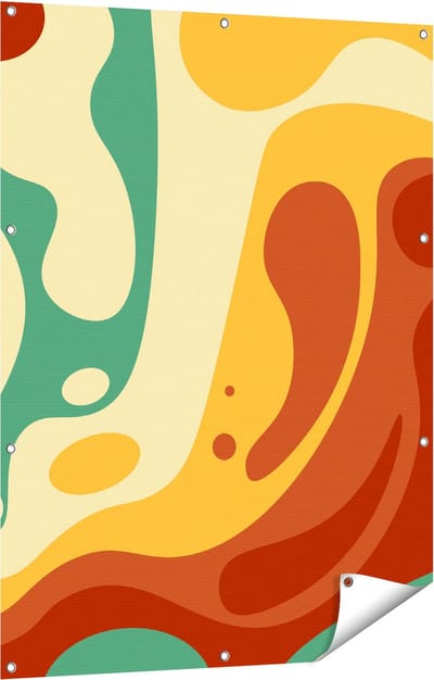 Gards Tuinposter Abstracte Kunst - Organische Kleurrijke Vormen - 90x120 cm - Tuindoek - Tuindecoratie - Wanddecoratie buiten - Tuinschilderij
