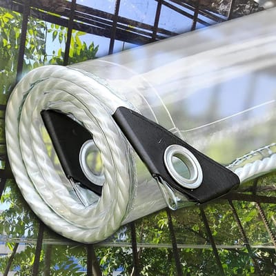 Transparant Afdekzeil - PVC Zeil Oogjes - Buiten Beschermen - Versterkte Randen - 3 x 10.5 m - Transparant