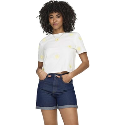 Only Onlmarisse s/s emb top box jrs cloud dancer/sun em