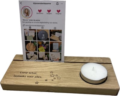 Persoonlijk eikenhouten herinneringsplank | Gedenkplankje | Lieve schat bedankt voor alles | overlijden | in memoriam | waxinelichtje houder