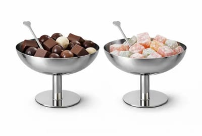 Aura Collectie – RVS pedestal bowls – 2-delig – Ø13,5 cm – zilver – 250 ml