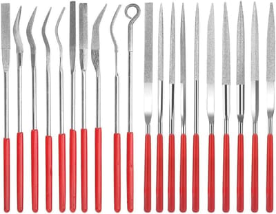 SnelShoppen - Diamond Naaldvijlen Set, 20 Mini Sleutelfijlen met Rubber Handvat voor Hout, Metaal, Glas en Keramiek - 3D Printer Accessoires, Modelbou