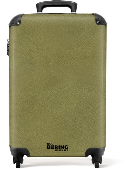 NoBoringSuitcases.com - Koffer - Lederen look grijs groen - Past binnen 55x40x20 cm en 55x35x25 cm - Trolley handbagage - Valiezen met wieltjes volwassenen - Reiskoffer op wielen - Rolkoffer lichtgewicht