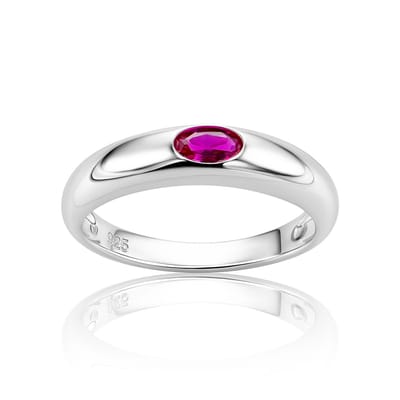 Miore Zilveren Ring Dames met een robijn in 925 Zilver- Hypoallergeen- Handgemaakt - Maat 50