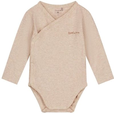 Prénatal newborn overslagromper rib Light Sand Melange 44 unisex