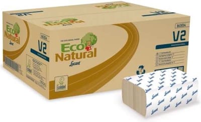 Doos van 3.800 Eco Natural papieren handdoekjes - 21 x 21 cm in Z-vouw