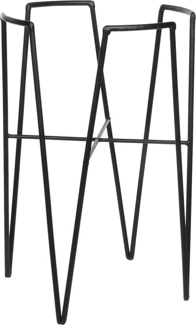 Mica Decorations - bloempot plantenpot standaard verhoger - zwart - D25 x H38 cm - metaal