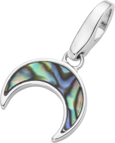 Bedel | charm | sterling zilver | maan | karabijn | hanger | abalone