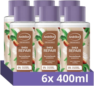 Andrélon - Shampoo - Pro Nature Shea Strong Repair - 6 x 400 ml - Voordeelverpakking