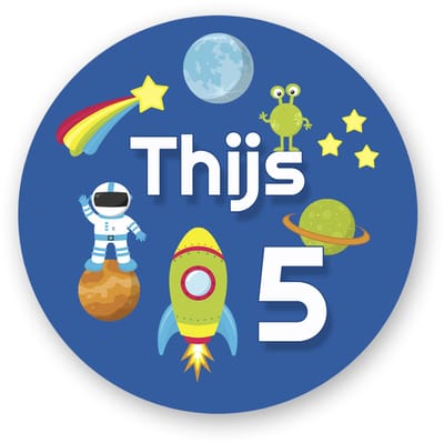 25x Traktatie Stickers Met Naam en Leeftijd - Ruimte- Space - Gepersonaliseerd - Sluitstickers - Kinderfeest Traktatie - Uitdelen - Uitdeeltraktatie - Traktatiestickers Pimp Studio