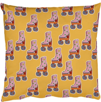 Sierkussens - Kussentjes Woonkamer - 50x50 cm - Geel - Rolschaatsen - Patroon