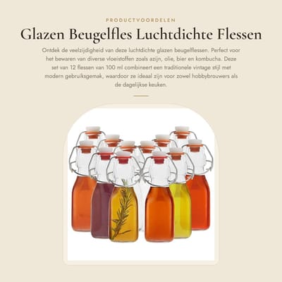 Dailygoods- Beugelfles 100 ml - Set van 12 - Luchtdichte Sluiting - Glazen Flessen - Voor Dranken/Brouwen - Hoogte 13 cm - Preserveerfles