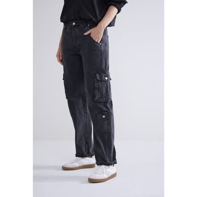 Summum Woman Cargo Jeans Baggy Black Cotton Jeans Black Denim Size: 38 | Jeans Outlet | Dames | Zwart
