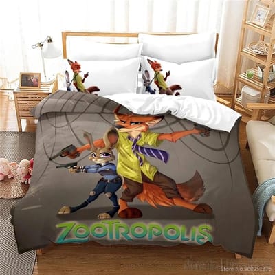 Cartoon Zootopia Zootropolis 3D-geprint Dekbedovertrekset HD Dekbedovertrek Beddengoed voor Kinderen Beddengoedsets Slaapkamerdecor EU SK 260x220cm