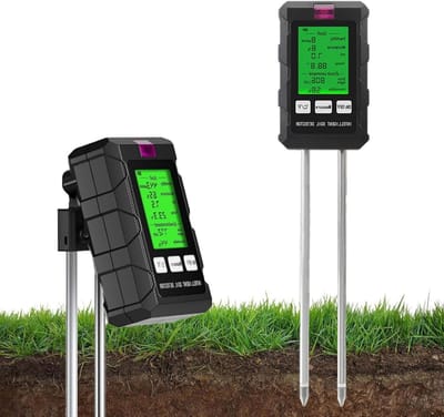 Bodemvochtigheidsmeter - Digitale tester - Planten verzorgen - 6-in-1 metingen - 8 x 5 x 24 cm - Zwart
