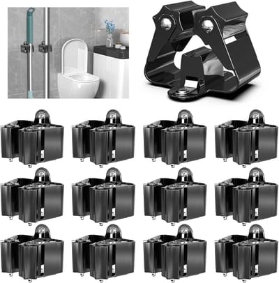 Famanu – Bezemhouder set van 12 – Wandclips gereedschapshouder, snelle ophangoplossing voor tuin- en schoonmaakstelen – Voor tuin