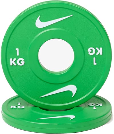 Nike Halterschijven paar 1kg – Gewichtsschijf met Rubbercoating – 50 mm – Voor Gecontroleerde Progressie & Krachttraining