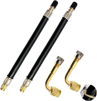 Ventielverlengstukken Set - Gebogen Verlengstukken - Banden Oppompen - 90 Graden Hoek - 180 mm Flexibel