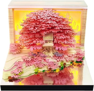3D Kalender - Kunst Kalender - Taken Organiseren - Afneembare Notities - 8.5 x 8.5 x 6.8 cm - Bloemen Design