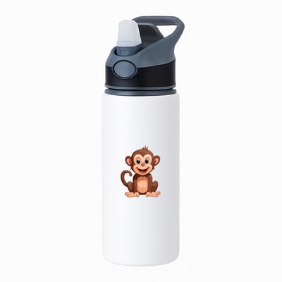 Hacebo® - Apen waterfles met rietje zwart - Aap - Dieren liefhebbers - Dierentuin - dieren - water fles - 650ML