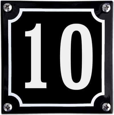Zwart emaille huisnummer  - 10