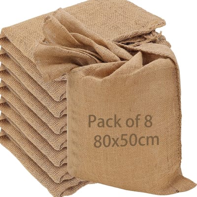 NTH products- Jute Zakken Groot - Set van 8 - 50x80cm - Voor Aardappelen/Groenten - Duurzaam Materiaal - Schokbestendig en Taai - Verpakkingszakken