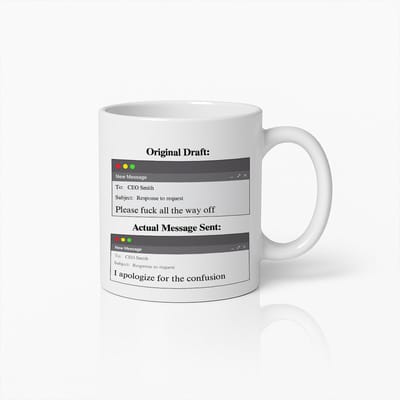 Grappige Originele Concept vs Werkelijke Bericht 330ml Mok – Humoristisch Kantoor E-mail Cadeau