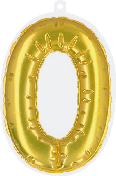 Boland - Sticker Folieballon '0' goud Goud - Black & Gold - Black & Gold - Verjaardag - Jubileum - Raamsticker - NYE