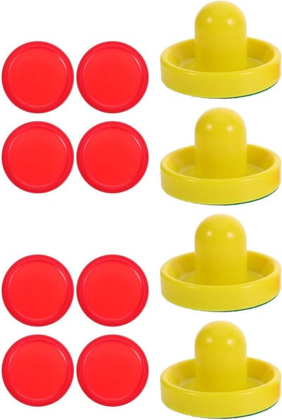 UPKOCH 2 sets Airhockey-duwers en pucks - Plastic Airhockey-strikers met pluiskussen en pucks - Vervangende tafelspelbenodigdheden voor de speelkamer van het gezin