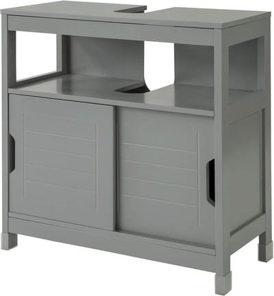 Simpletrade Wastafel onderkast - Badkamerkast - Schuifdeuren - Vloerbeschermers - 60x61x30 cm