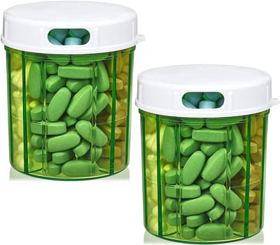 Dailygoods - Ronde Pill Organizer Dispenser - Set van 2 voor Medicijnen en Supplementen