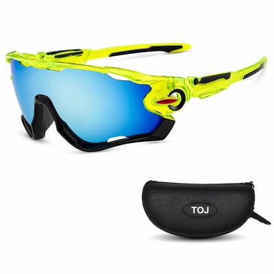 Fietsbril Met Hoes | Sportbril | Racefiets | Mountainbike | MTB | Sport Fiets Bril| Zonnebril | UV Bescherming | Lime
