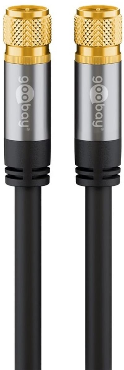 Goobay F (m) - F (m) coaxkabel | 135 dB | koper | recht | verguld | zwart | 2 meter
