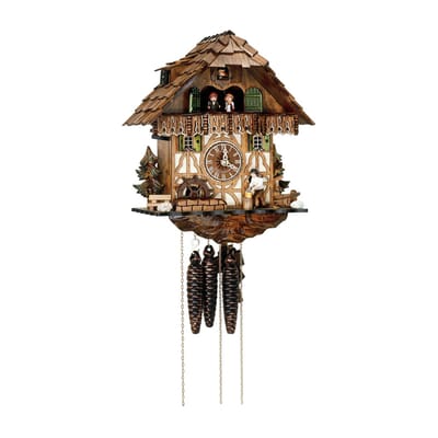 Eisenbach Koekoeksklok van SELVA – Klassieke Zwarte Woud-stijl, handgemaakt – MADE IN GERMANY – Massief houten kast, fijn gedecoreerd – Een waar meesterwerk! (Hoogte: 32 cm) – C336404