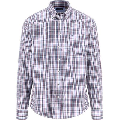 Fynch-Hatton Overhemd Multi Combi Check Button-Down Deep Merlot-Blue / male