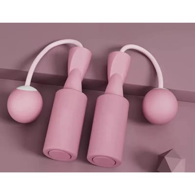 Corde à sauter sans fil avec balles lourdes Sports Fitness Entraînement Musculation Exercice Corde à sauter à vitesse rapide Équipement de gymnastique à domicile 3.2cm ball rose