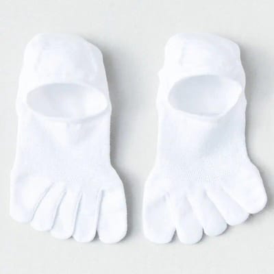 Onzichtbare sokken met vijf vingers Herensokken met gespleten tenen Casual ademende elastische katoenen zweetabsorberende bootsokken white